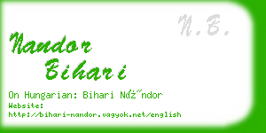 nandor bihari business card